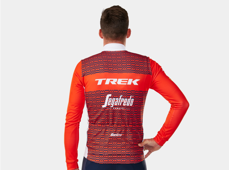 Trek Santini Segafredo Team Replica Long Sleeve Thermal Race Jersey in White/Red-1
